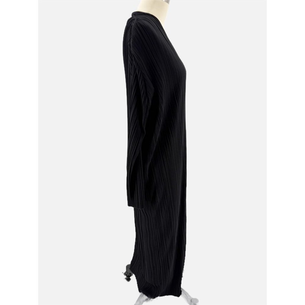 MAXMARA PLEAT V NECK LONG SLEEVE BLACK DRESS Tunic M - Picture 5 of 13